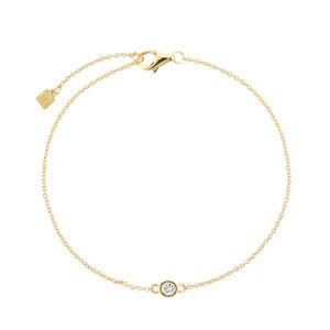14k over 925‎ Silver Solitaire CZ Bracelet Minimalist Dainty